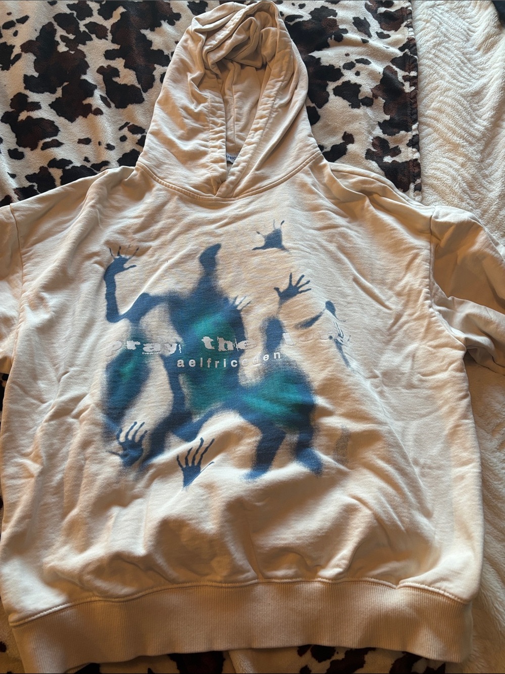 Aelfric Eden Beige Hoodie with Blue-Green Graphic